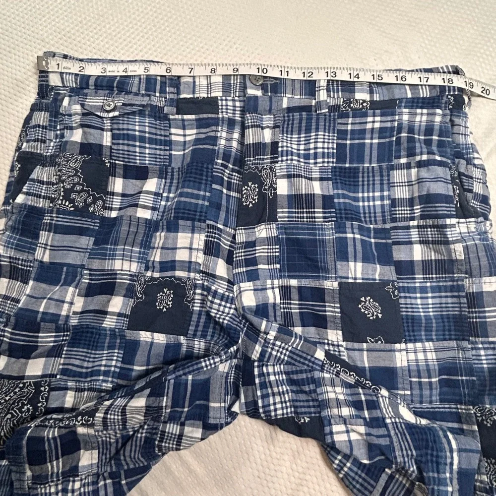 Polo Ralph Lauren Mens Blue Patchwork India Madras Plaid Paisley Shorts Size 36 - Picture 2 of 9